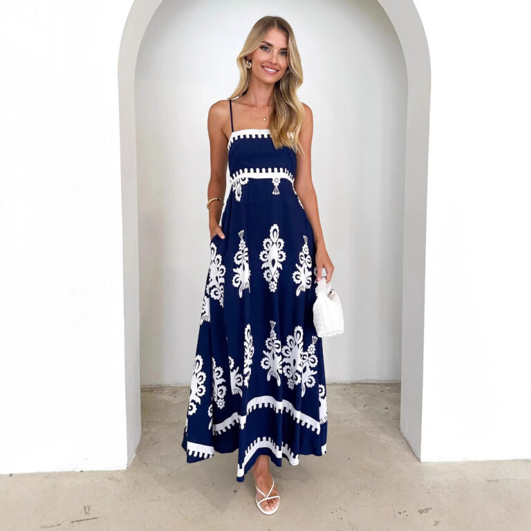 Women's Positioning Printed Waist-controlled Sling Dress - Image 2
