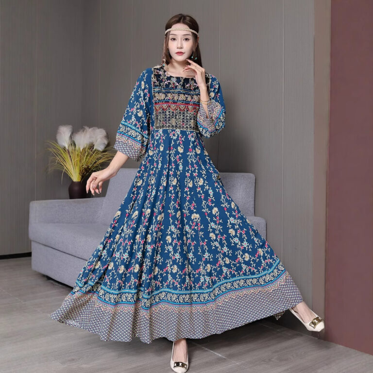 Artistic Retro Bohemian Style Dress Women - Image 2