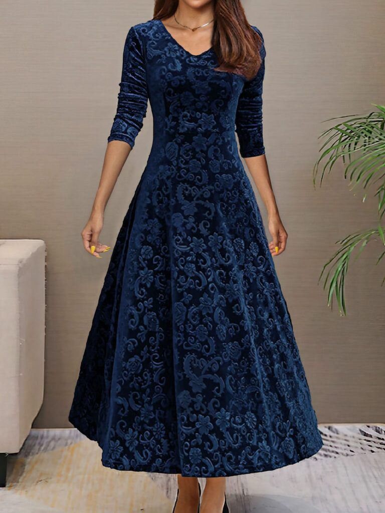 Women's High-grade Dress Velvet Mid-length Dress - Image 7