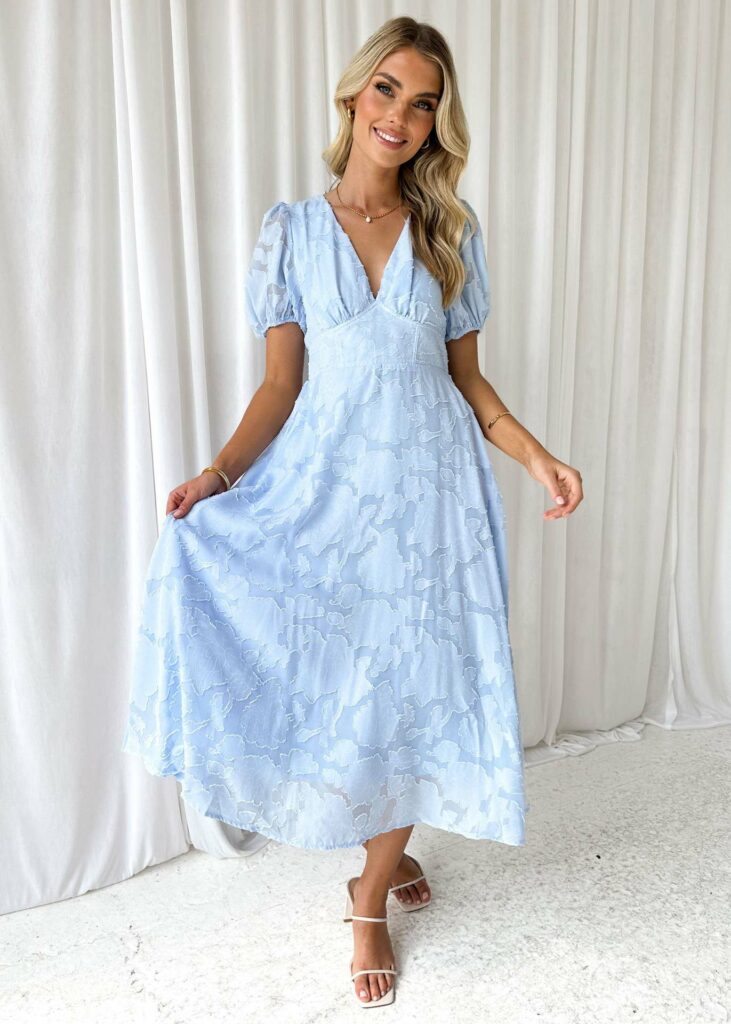 Floral Lace Short Sleeve High Waist A- Line Flowy Dress - Image 5