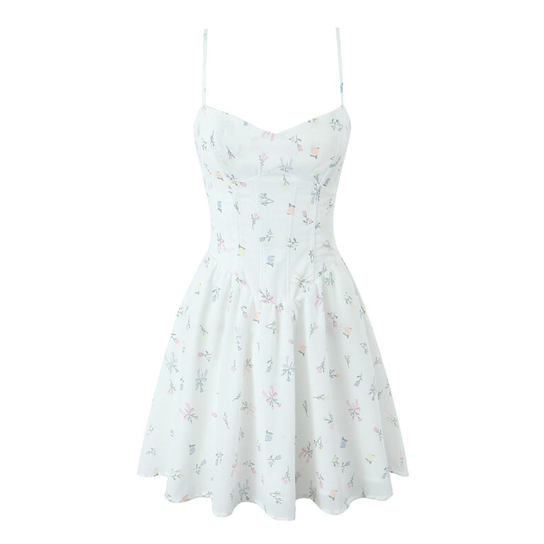 French Sweet Style Fishbone Drawstring Slim-fit Elastic Bandage Sling Dress - Image 5