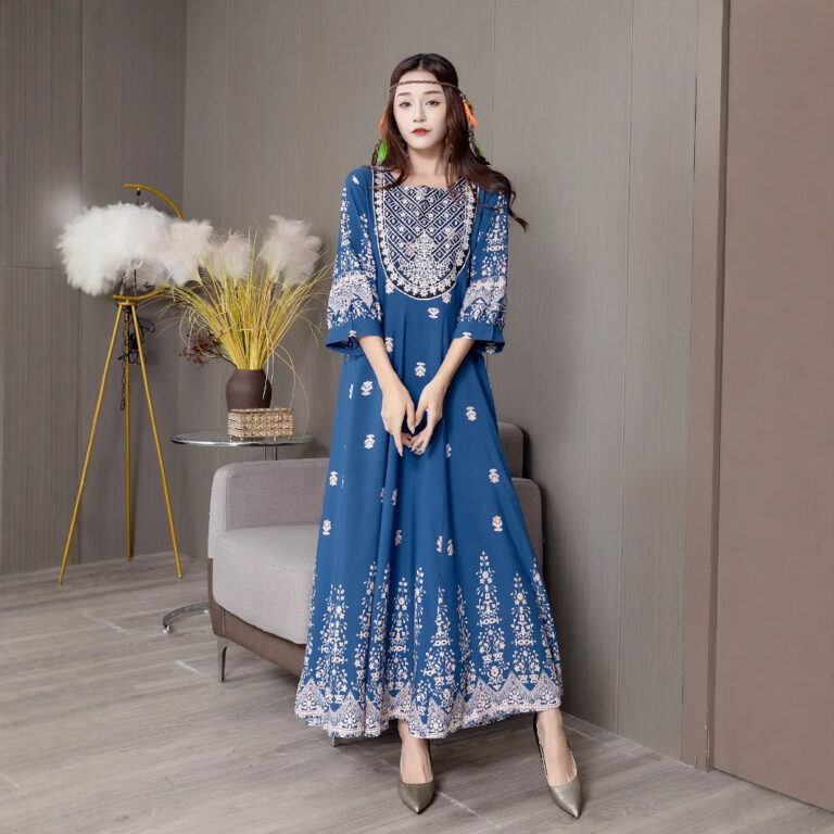 Bohemian Style Dress Ethnic Style Embroidered Large Swing Skirt - Image 4