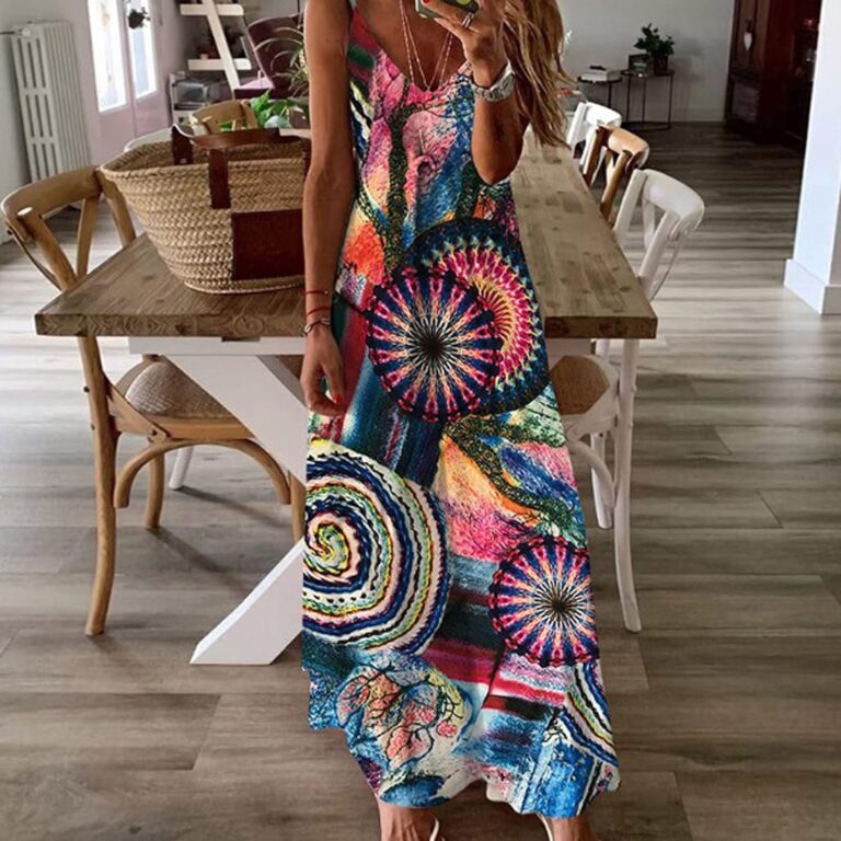 Spaghetti Strap Elegant Vacation Elegant Beach Skirt Loose And Ground Dress - Image 6