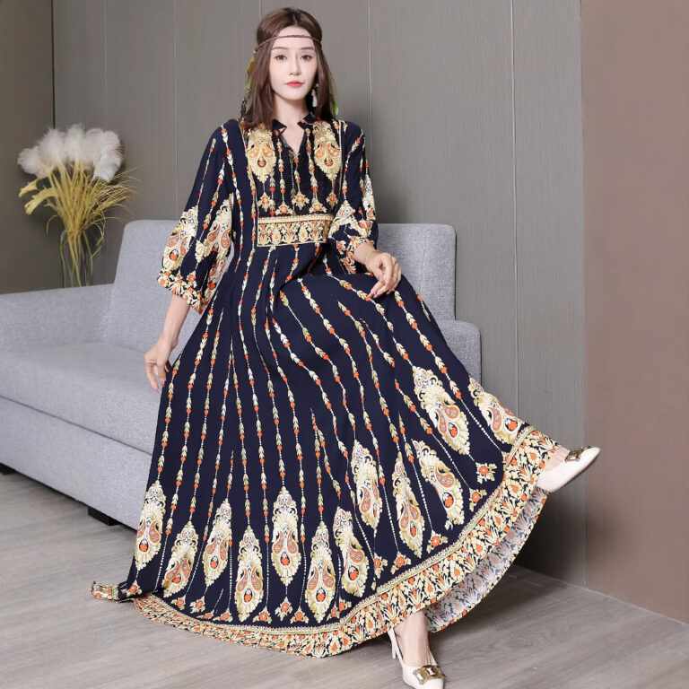 Embroidered Swing Skirt Artistic Vintage Dress Leisure Vacation Travel Dress - Image 3