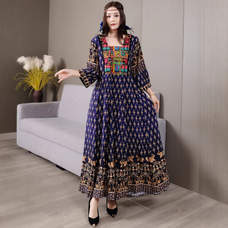 Bohemian Style Dress Ethnic Style Embroidered Large Swing Skirt - Image 4