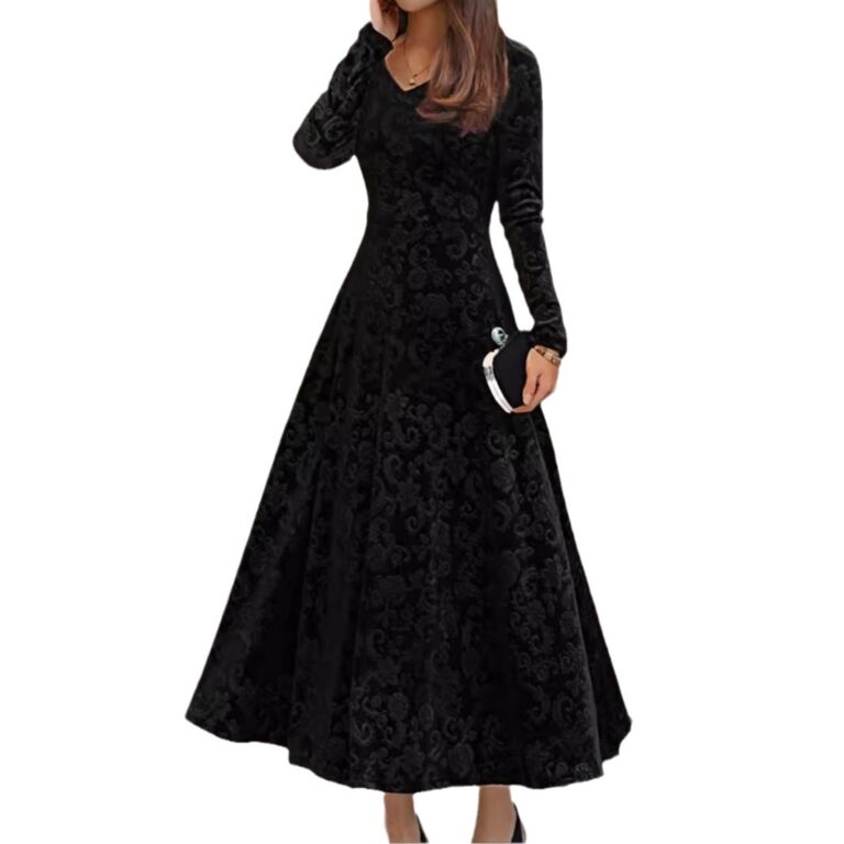Women's High-grade Dress Velvet Mid-length Dress - Image 5