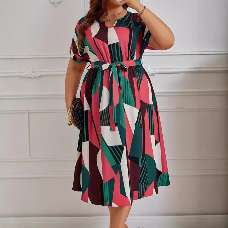 Fashion Printed Lace Up Dress - Image 5