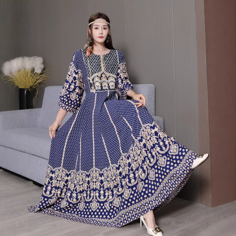 Embroidered Swing Skirt Artistic Vintage Dress Leisure Vacation Travel Dress - Image 4