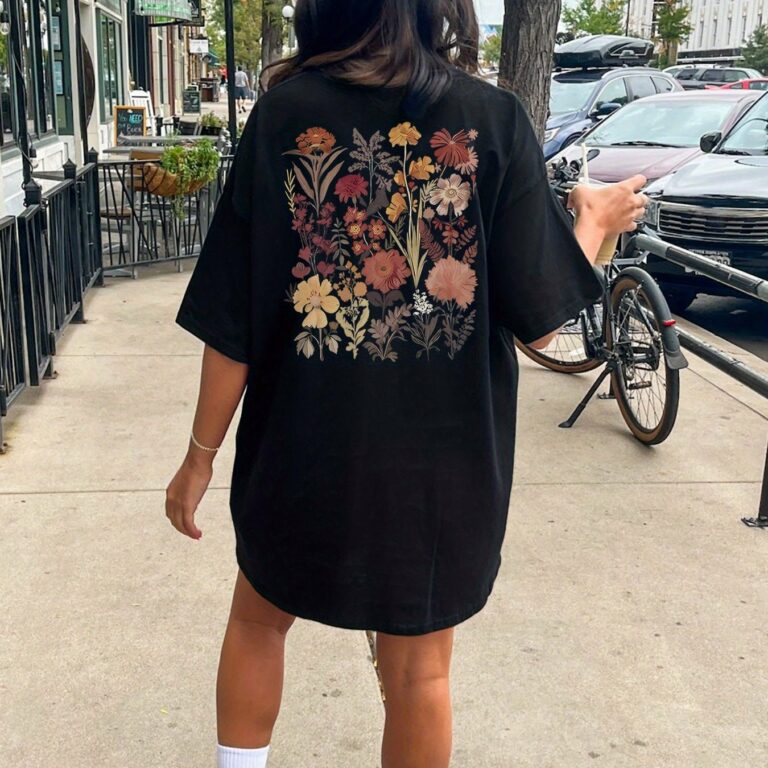 Floral Print Crew Neck Tee Dress Casual Short Sleeve Dress - Image 8