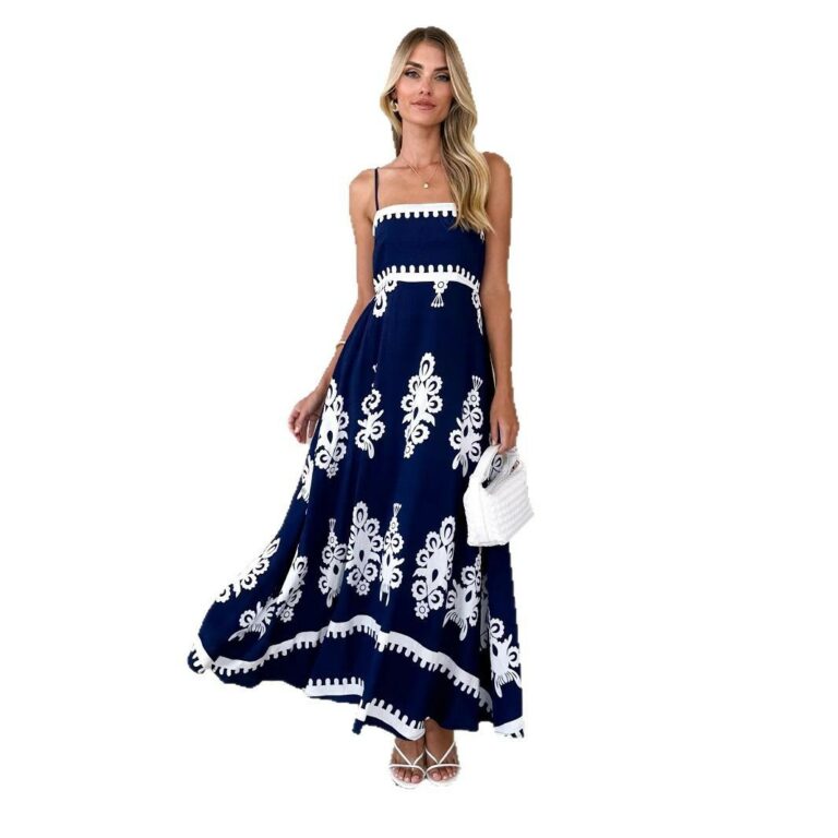 Women's Positioning Printed Waist-controlled Sling Dress - Image 6