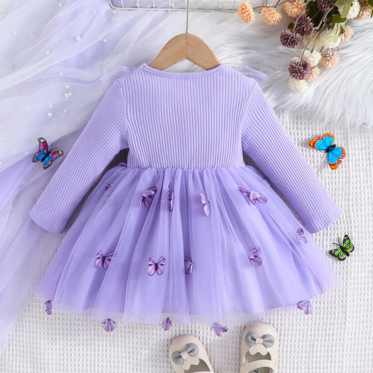 Middle And Young Children's Long Sleeved Mesh Dress - Image 2