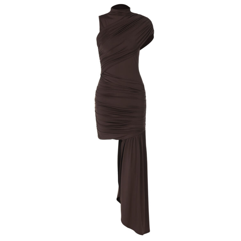 Women's Fashion Slim Round Neck Pleated Dress - Image 6