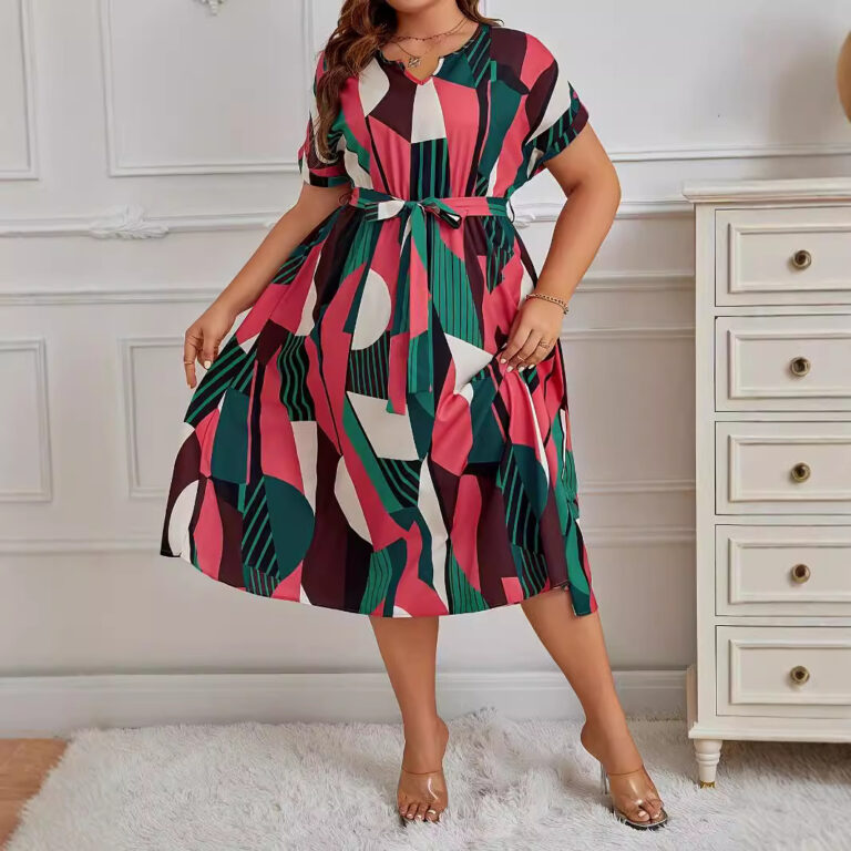 Fashion Printed Lace Up Dress - Image 2