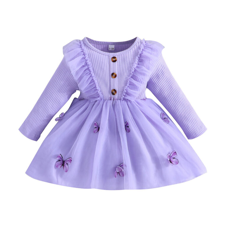 Middle And Young Children's Long Sleeved Mesh Dress - Image 5
