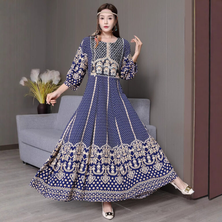 Embroidered Swing Skirt Artistic Vintage Dress Leisure Vacation Travel Dress - Image 3