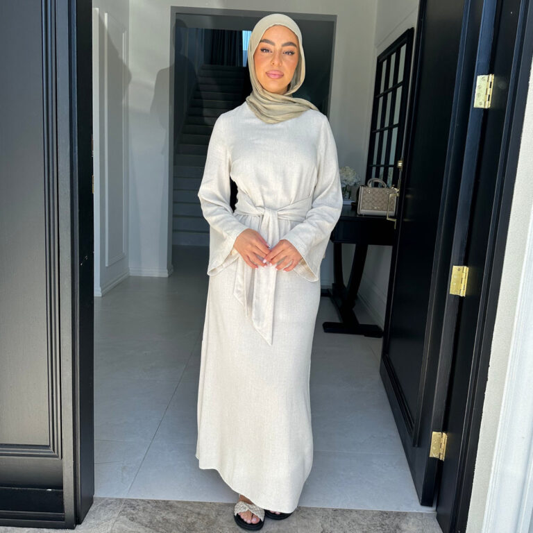 Fashion Lace-up Cotton And Linen Robe Cotton And Linen Dress - Image 3