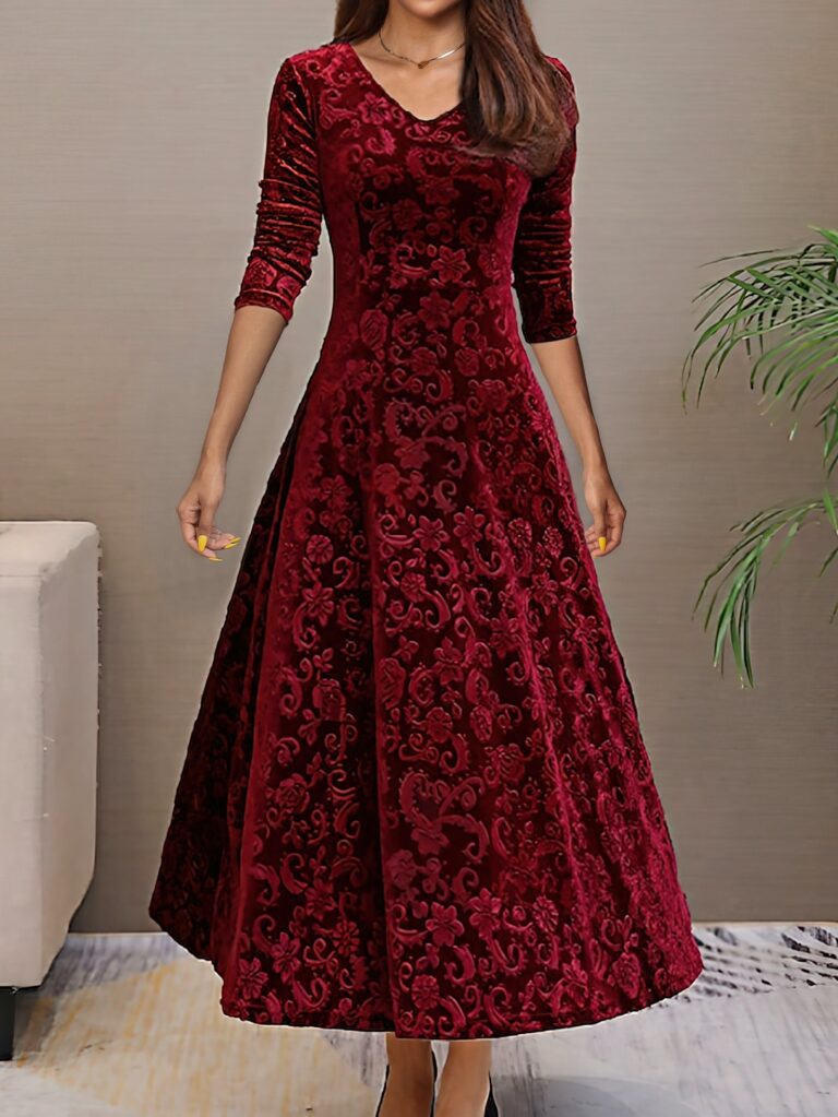 Women's High-grade Dress Velvet Mid-length Dress - Image 10