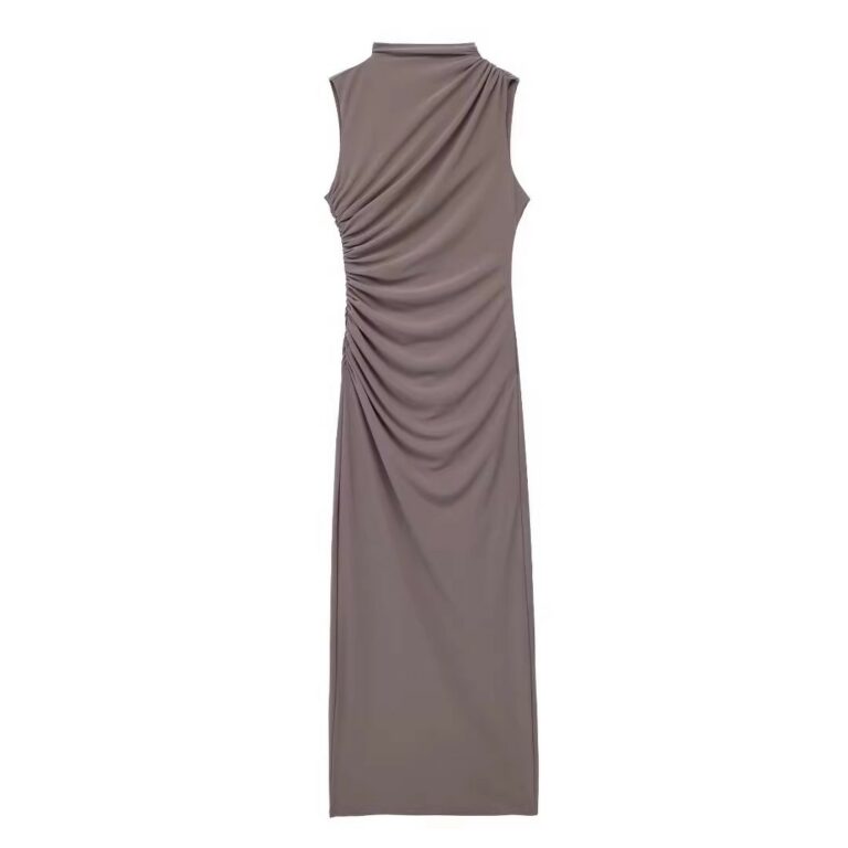 Women's Fashion Slim Pleated Decoration Midi Skirt Dress - Image 9