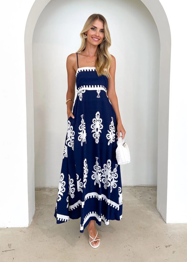 Women's Positioning Printed Waist-controlled Sling Dress - Image 7