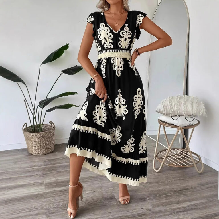 Female Beach Printed Large Swing Dress - Image 3