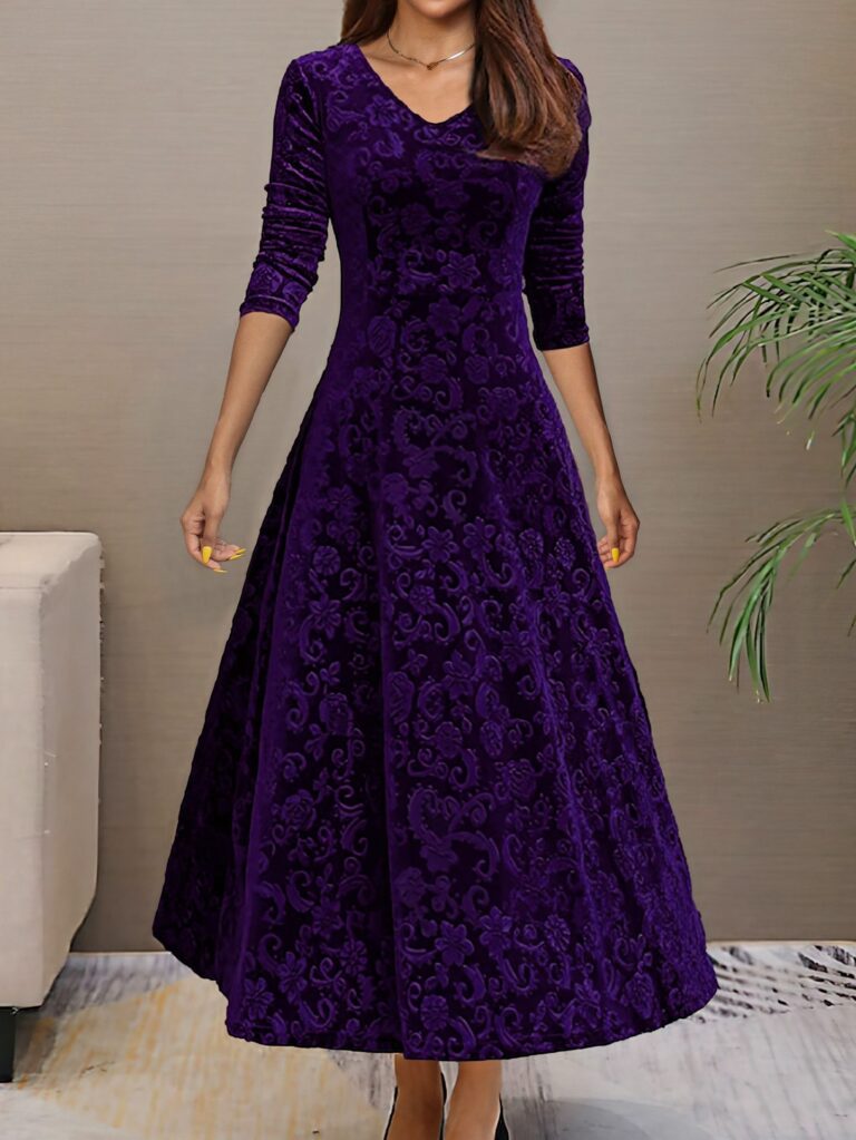Women's High-grade Dress Velvet Mid-length Dress - Image 9