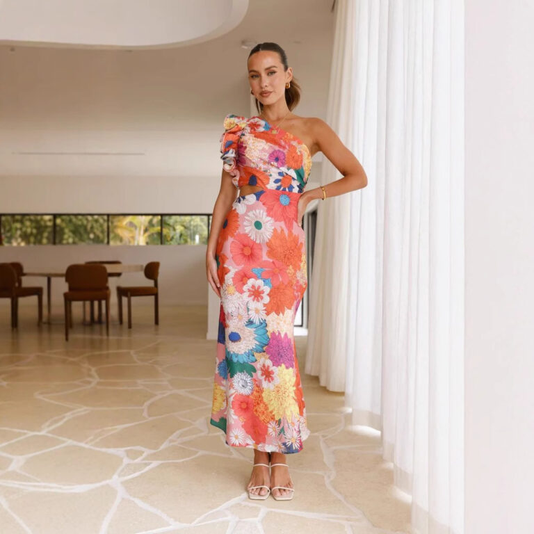Summer New Fashion One Shoulder Slim Fit Dress - Image 5