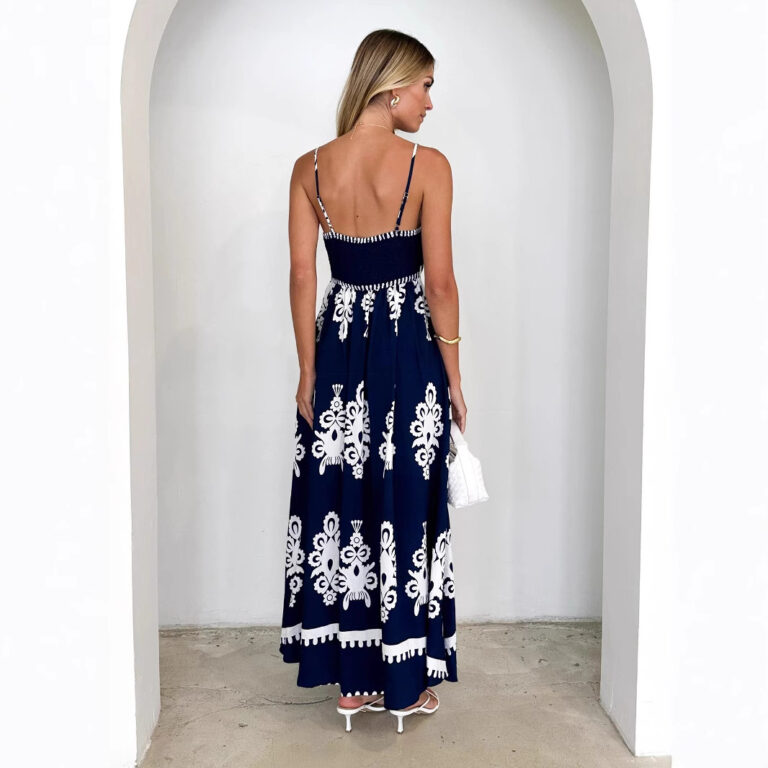 Women's Positioning Printed Waist-controlled Sling Dress - Image 4