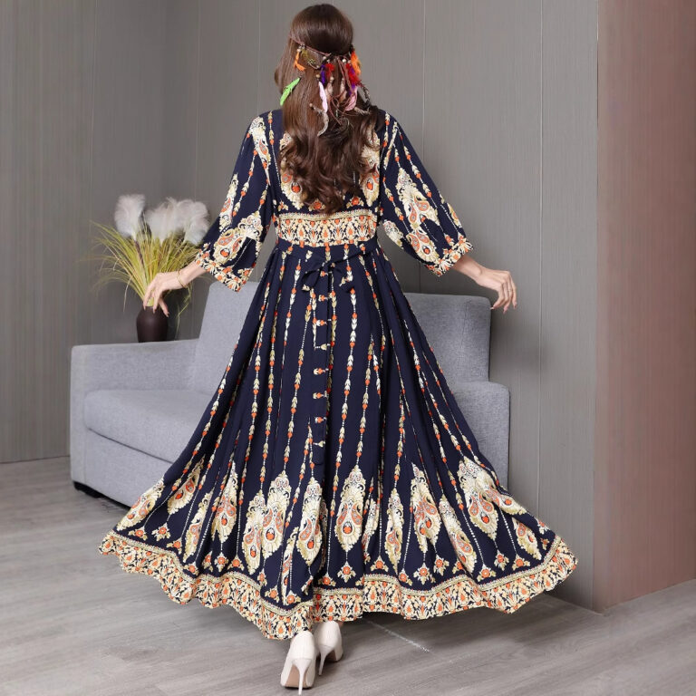 Embroidered Swing Skirt Artistic Vintage Dress Leisure Vacation Travel Dress - Image 2