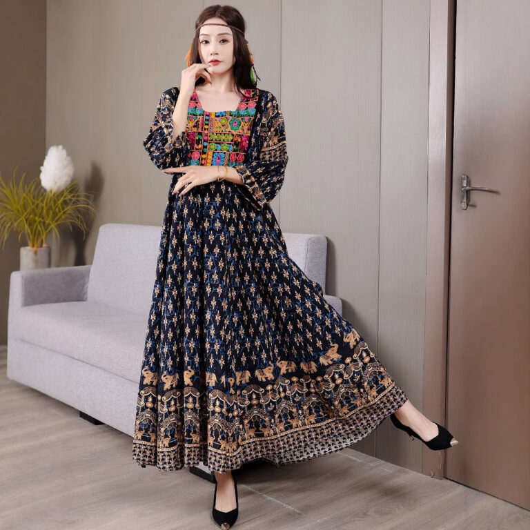 Bohemian Style Dress Ethnic Style Embroidered Large Swing Skirt - Image 4