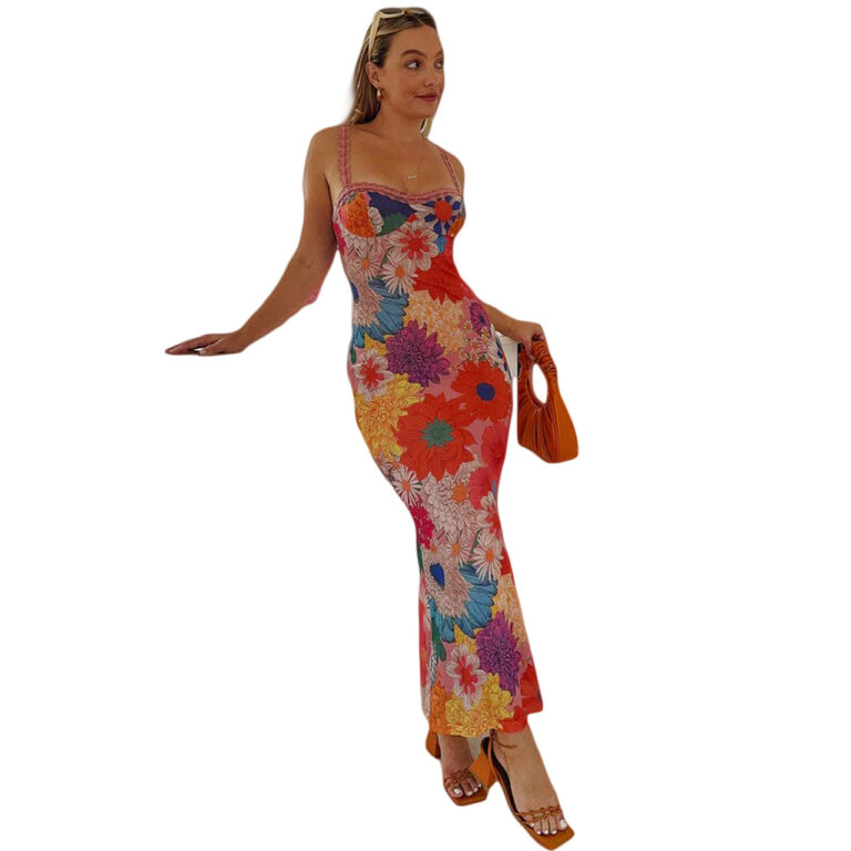 Fashion Casual Off-neck Flower Printing Slip Dress - Image 6