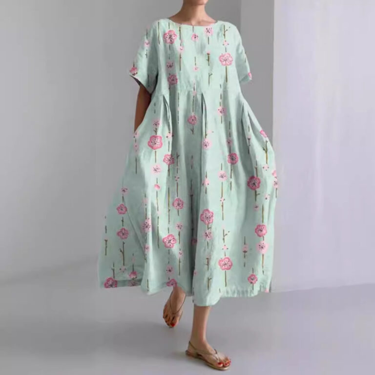 Summer Women's Fashion All-match 3D Printed Short Sleeve Dress