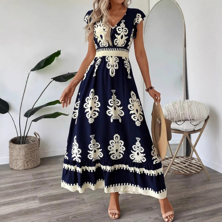 Female Beach Printed Large Swing Dress - Image 4