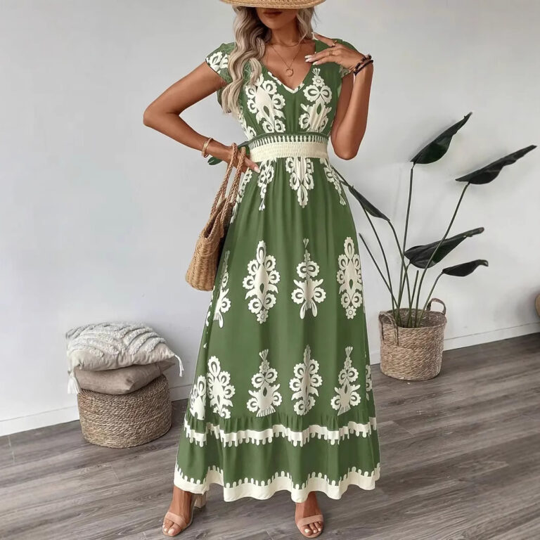 Female Beach Printed Large Swing Dress - Image 2