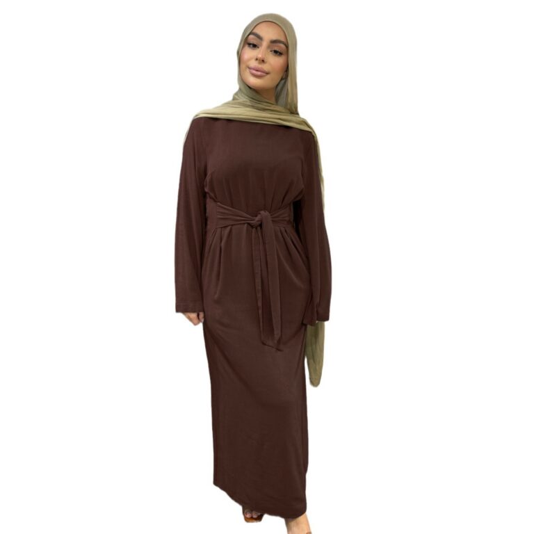 Fashion Lace-up Cotton And Linen Robe Cotton And Linen Dress - Image 2