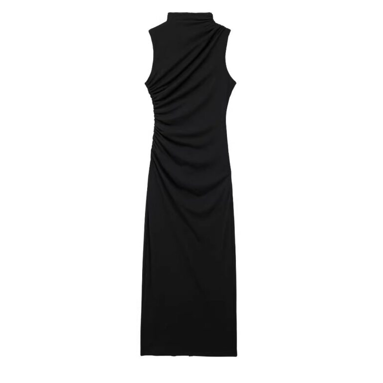 Women's Fashion Slim Pleated Decoration Midi Skirt Dress - Image 5