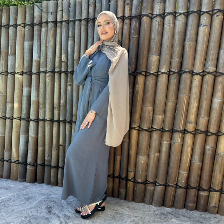 Fashion Lace-up Cotton And Linen Robe Cotton And Linen Dress