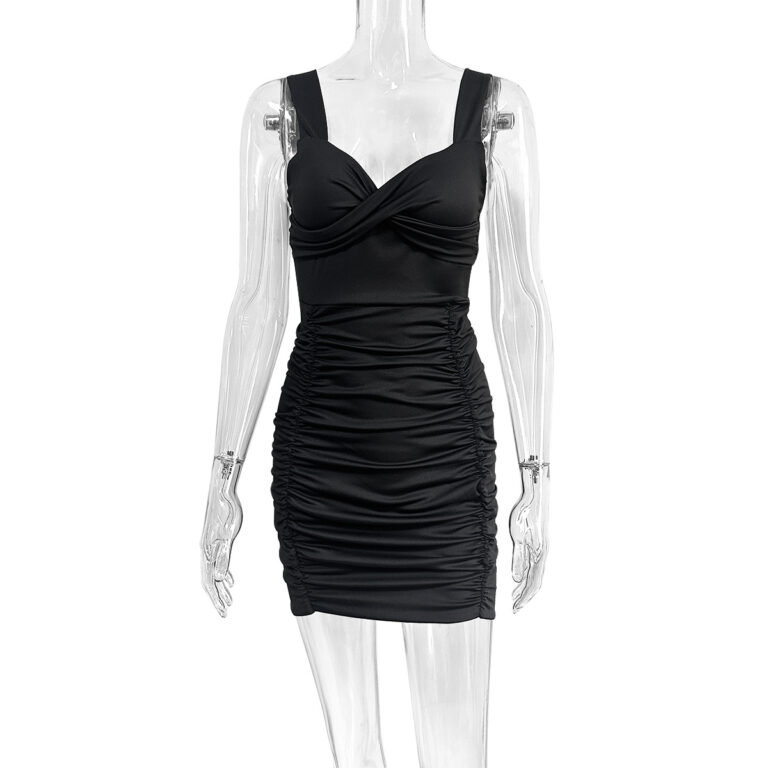 Pleated Skinny Sheath Slim Fit Dress - Image 5