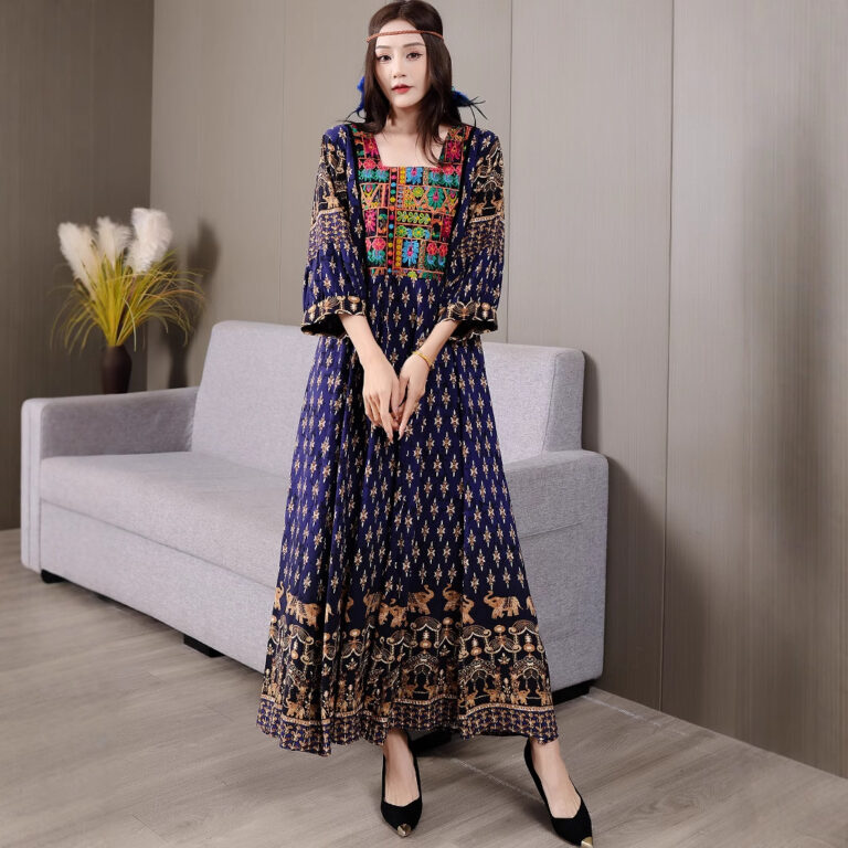 Bohemian Style Dress Ethnic Style Embroidered Large Swing Skirt - Image 3