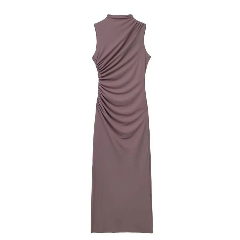 Women's Fashion Slim Pleated Decoration Midi Skirt Dress - Image 8