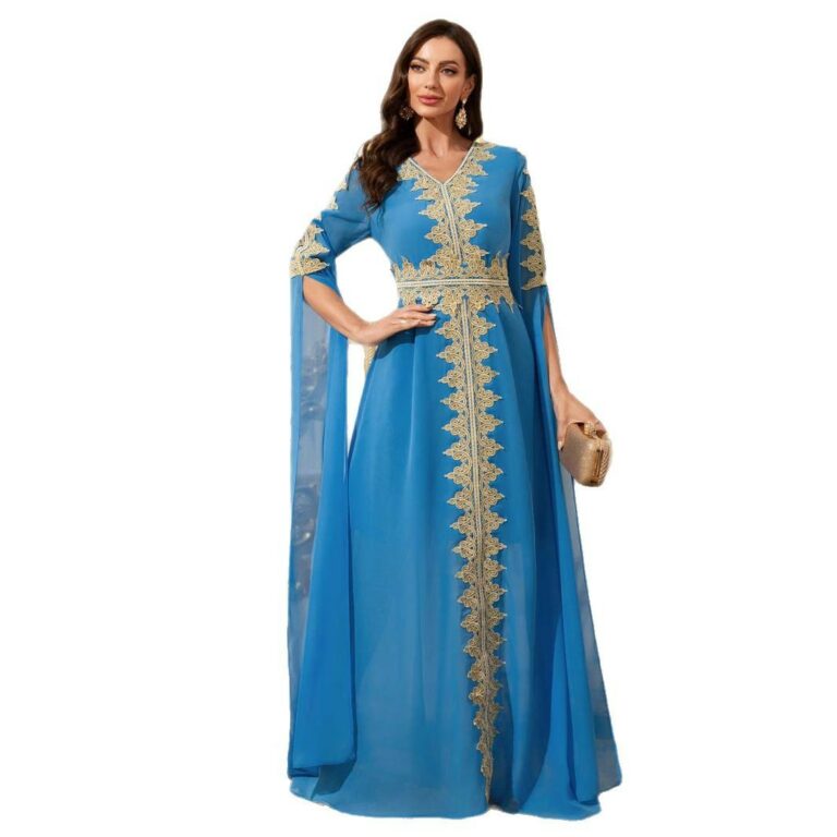 Women's Patchwork Super Long-sleeved Solid Color Lace Dress - Image 5