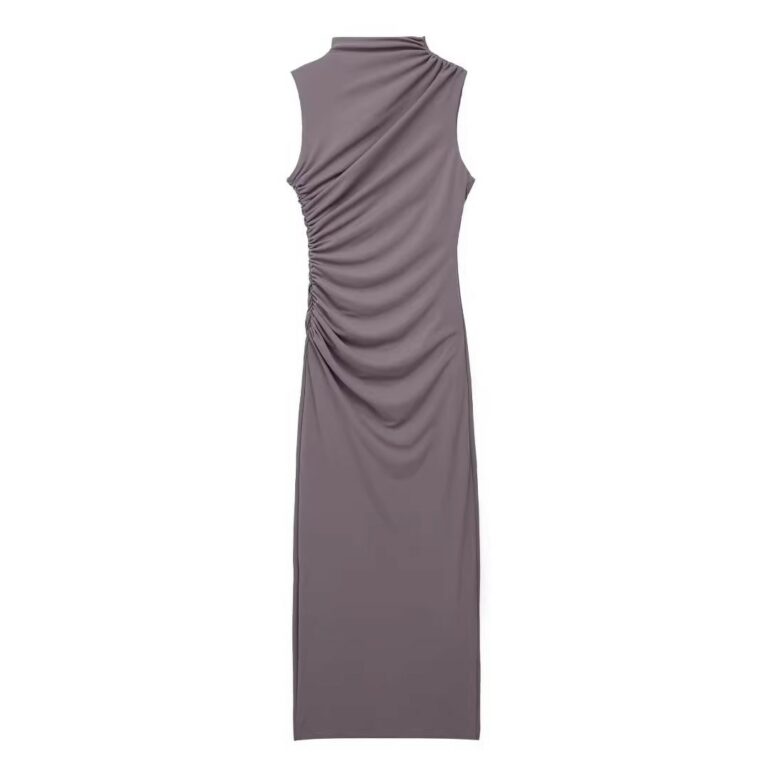 Women's Fashion Slim Pleated Decoration Midi Skirt Dress - Image 7