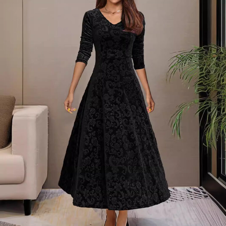 Women's High-grade Dress Velvet Mid-length Dress
