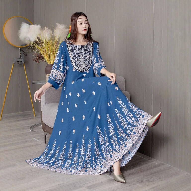 Bohemian Style Dress Ethnic Style Embroidered Large Swing Skirt - Image 6