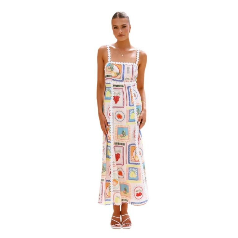 Off-neck Lace Printing Fashion Suspenders Dress - Image 4
