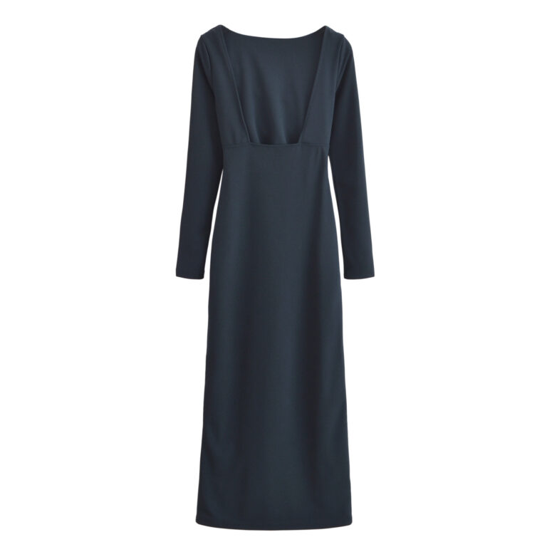 Women's Solid Color Long Sleeve Backless Dress - Image 4