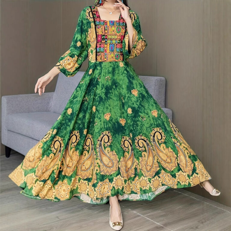 Embroidered Swing Skirt Artistic Vintage Dress Leisure Vacation Travel Dress