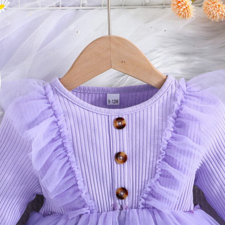 Middle And Young Children's Long Sleeved Mesh Dress - Image 3