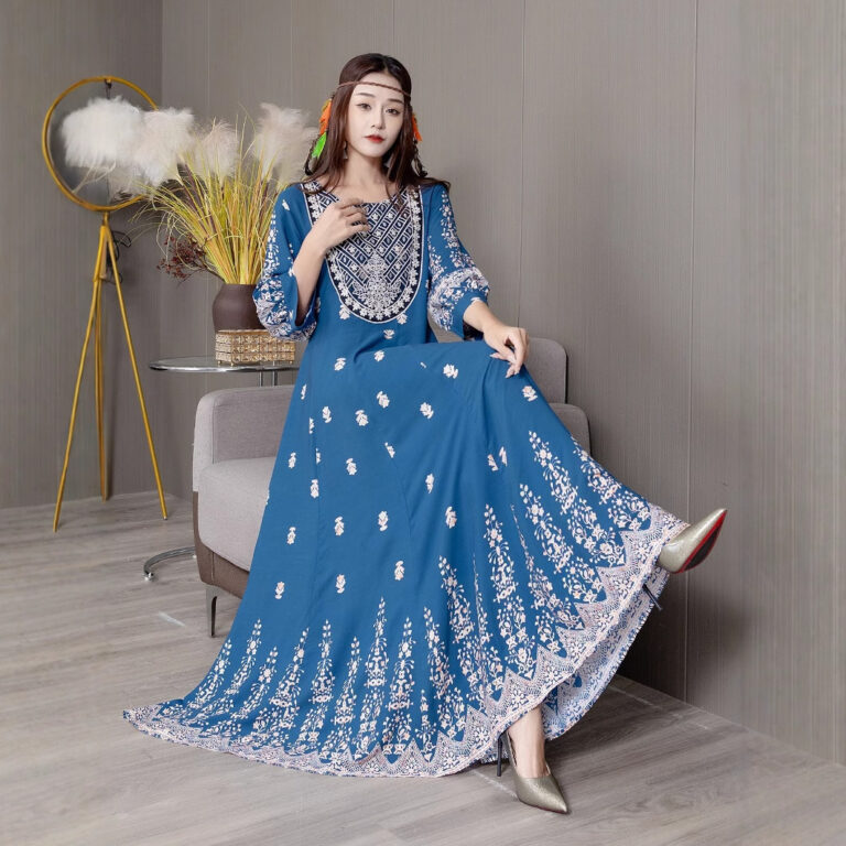 Bohemian Style Dress Ethnic Style Embroidered Large Swing Skirt - Image 5