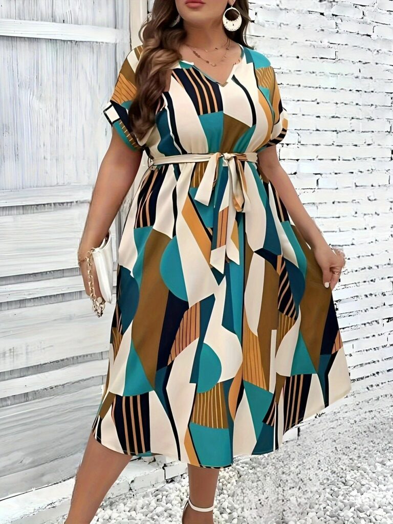Fashion Printed Lace Up Dress - Image 6