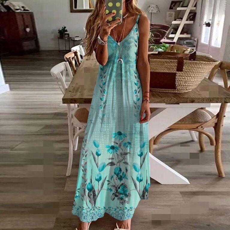 Spaghetti Strap Elegant Vacation Elegant Beach Skirt Loose And Ground Dress - Image 4